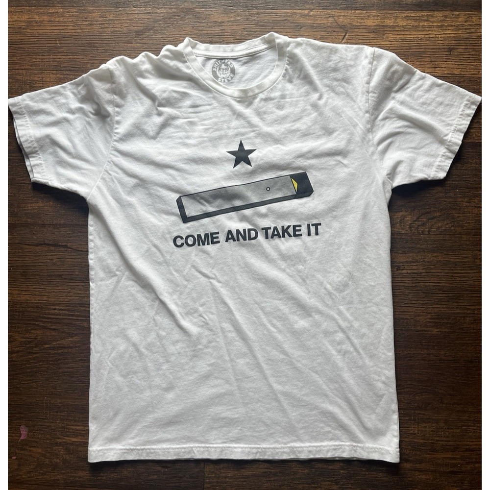 Men's Shithead Steve T-Shirt White Spell-Out M 2A Compact EDC CC USA Gadsden